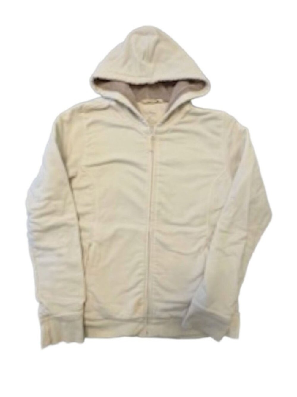 L.L. Bean Hooded Sweatshirt Fleece Lined Cream Colored Women Size M
